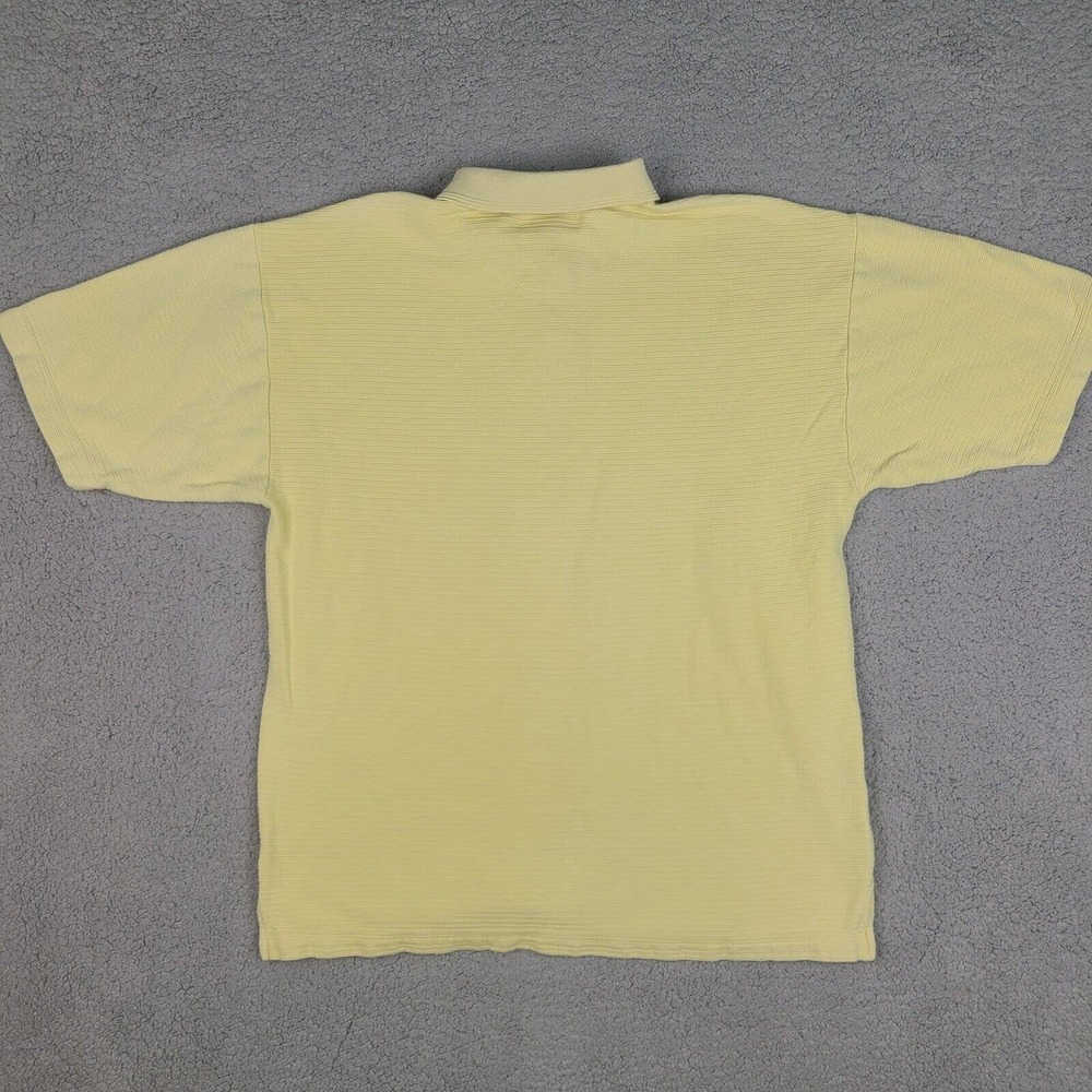 Tommy Bahama‎ Polo Shirt Mens XL Yellow Ribbed Striped Silk Cotton Short Sleeve - Picture 5 of 10